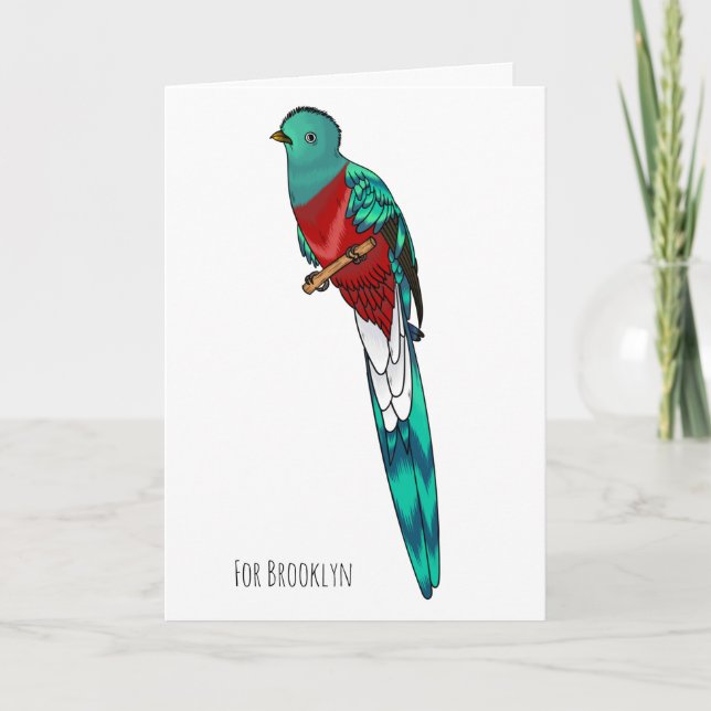 Cartão Resplendent quetzal bird cartoon illustration (Frente)
