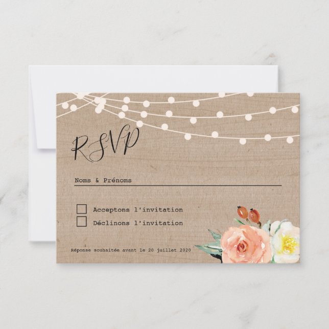 Cartão resposta RSVP Campestre Guinguette (Frente)