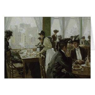 Cartão Restaurante em uma construção alta