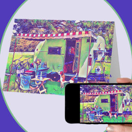 Cartão Retirada Feliz do Reboque de Vintage Whimsical