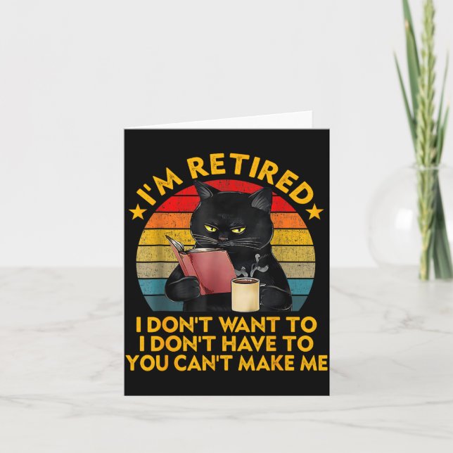 Cartão Retired Black Cat Coffee Funny Retirement 2026 Wom (Frente)