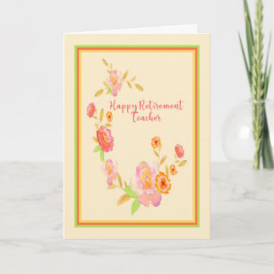 Cartão Retirement Card for Teacher Peach & Pink Flowers