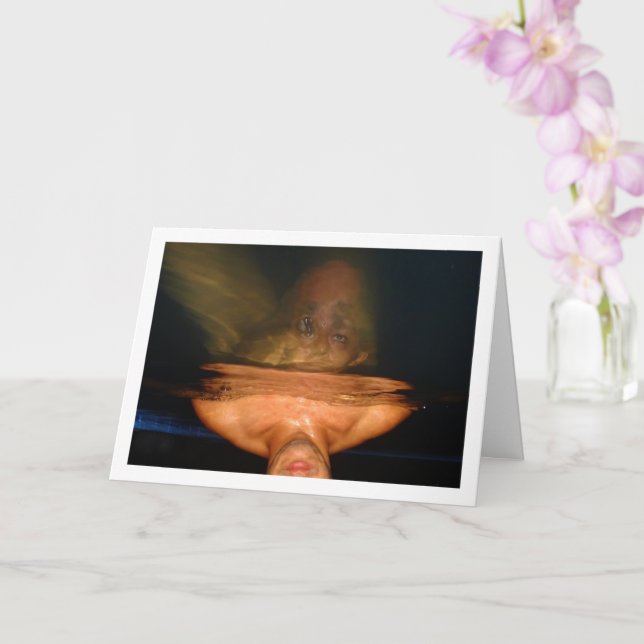 Cartão Retrato abstrato do Homem na Piscina (Orquídea)