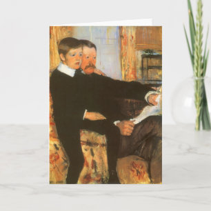 Cartão Retrato Antigo do Pai e do Filho por Mary Cassatt