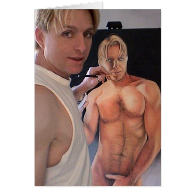 Cartão Retrato automático de desenho (Frente)