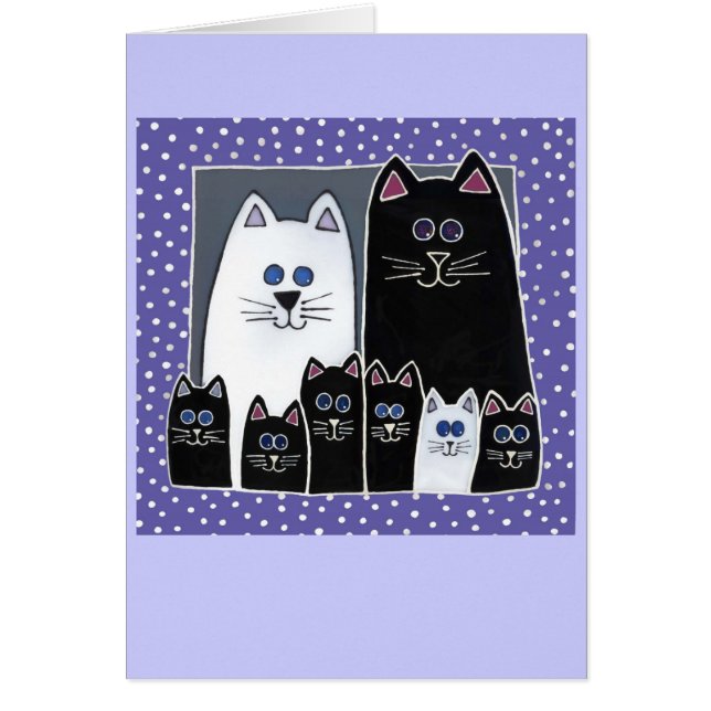 Cartão Retrato da família do gatinho (Frente)