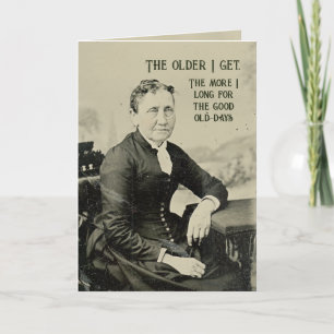 Cartão Retrato da Velha Engraçada para Mais velho Anivers