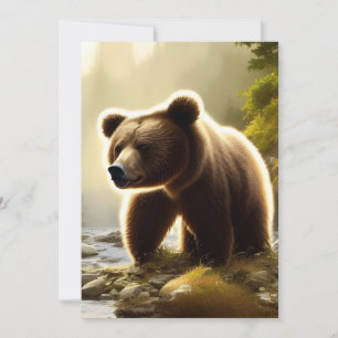 Cartão Retrato da Vida Selvagem do Urso Castanho