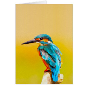 Cartão Retrato de Aquarela de Kingfisher