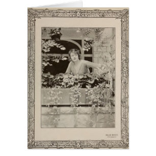 Cartão Retrato de Billie Burke 1919 com flores em silênci