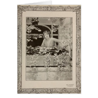 Cartão Retrato de Billie Burke 1919 com flores em silênci