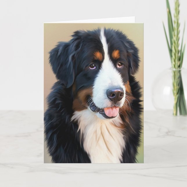 Cartão Retrato de Cachorro da Montanha Bernese (Frente)