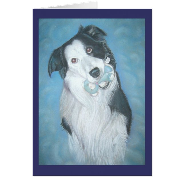 Cartão retrato de cão de um belo collie de fronteira com  (Frente)