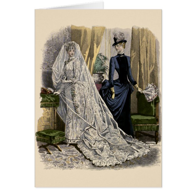 Cartão Retrato de casamento vintage, Noiva Vitoriana (Frente)