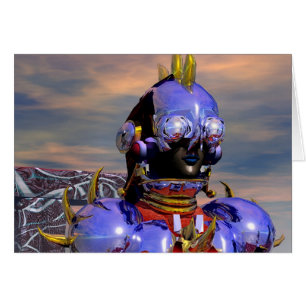 Cartão RETRATO DE CYBORG TITAN Ficção Científica Azul,Sci