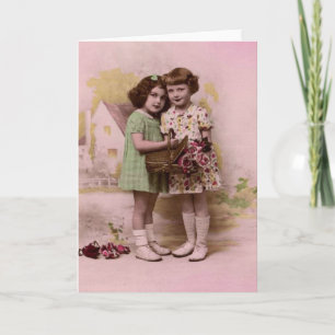 Cartão Retrato de duas meninas francesas novas