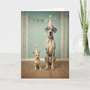 Cartão Retrato de Duo de Aniversário de Cachorro