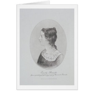 Cartão Retrato de Emily Bronte (1818-48) gravado por Wal