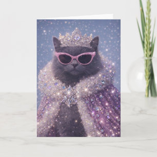 Cartão Retrato de Fantasia Brilhante da Rainha Gata Glamo