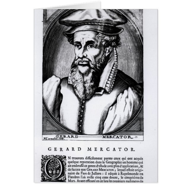Cartão Retrato de Gerard Mercator (Frente)
