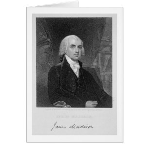 Cartão Retrato de James Madison, gravado por William A.