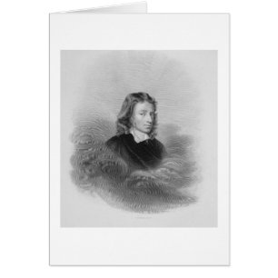 Cartão Retrato de John Milton (1608-74) gravado pelo