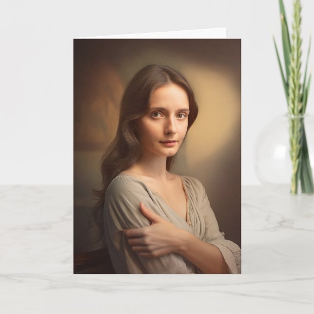 Cartão retrato de jovem mulher (Frente)