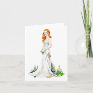 Cartão Retrato de Mulher N Retrato em Aquarela e Caneta