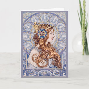 Cartão Retrato de Rainha Art Nouveau
