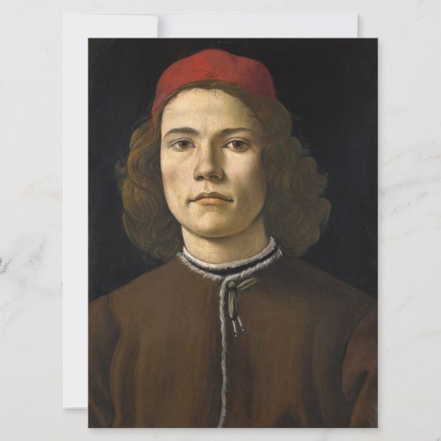 Cartão Retrato de um Jovem (por Botticelli) (Frente)