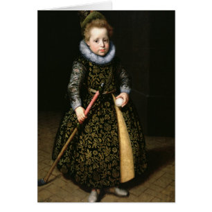 Cartão Retrato de um menino idoso de quatro anos com