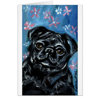Cartão Retrato de um Pug preto