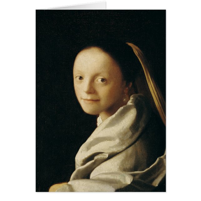 Cartão Retrato de uma jovem mulher, c.1663-65 (Frente)