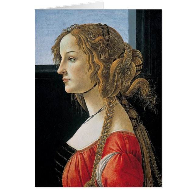 Cartão Retrato de uma jovem mulher por Botticelli (Frente)