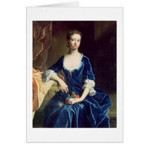Cartão Retrato de uma senhora em um vestido azul de