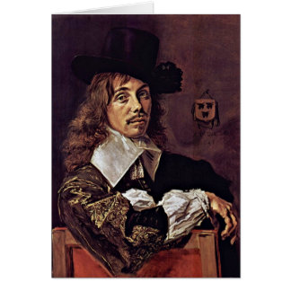 Cartão Retrato de Willem Coymans. Por Frans Hals