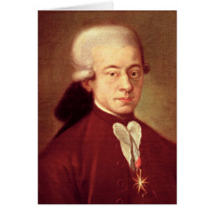 Cartão Retrato de Wolfgang Amadeus Mozart depois de 1770