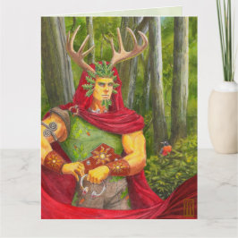 Cartão Retrato detalhado do rei do carvalho celta