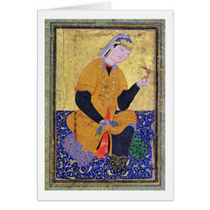 Cartão Retrato do Begum de Hamida Banu, guardarando um