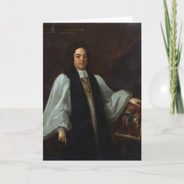 Cartão Retrato do Bishop John Robinson c.1711 (Frente)