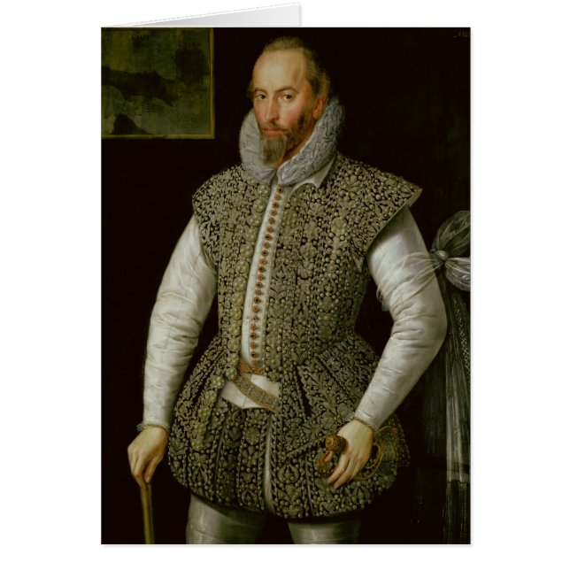 Cartão Retrato do senhor Walter Raleigh, 1598 (Frente)