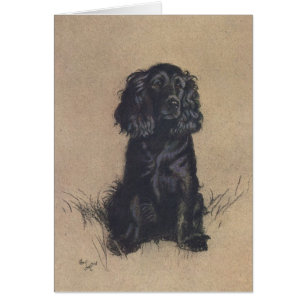 Cartão Retrato do vintage de cocker spaniel,