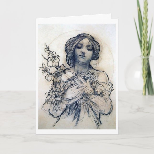 Cartão Retrato (Estudo), Alphonse Mucha (Frente)