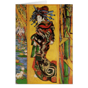 Cartão Retrato japonês do vintage de Oiran do Courtesan