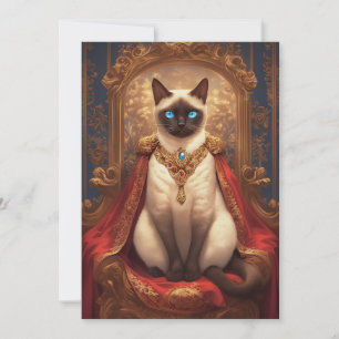 Cartão Retrato Majestoso do Gato Siames Real