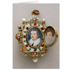 Cartão Retratos de homem e mulher desconhecidos, c.1590