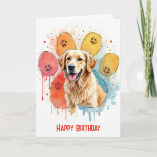 Cartão Retriever de Ouro de aniversário em um Design de i