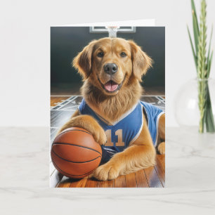 Cartão Retriever De Ouro De Jogador De Basquete Para Pai