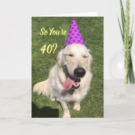Cartão Retriever de ouro no aniversário de 40 anos de cha