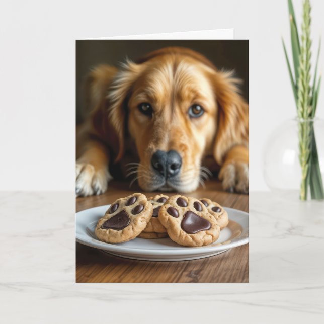 Cartão Retriever de ouros com cookies de impressão digita (Frente)